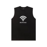 Balenciaga T-shirt Chest Wi-Fi Printing logo Sleeveless Short Sleeve Sleeveless Vest25ss New pure cotton T T-shirt OS Loose Style Men's and Women's Same Bottoming Shirt Top Half-Sleeve T-shirt