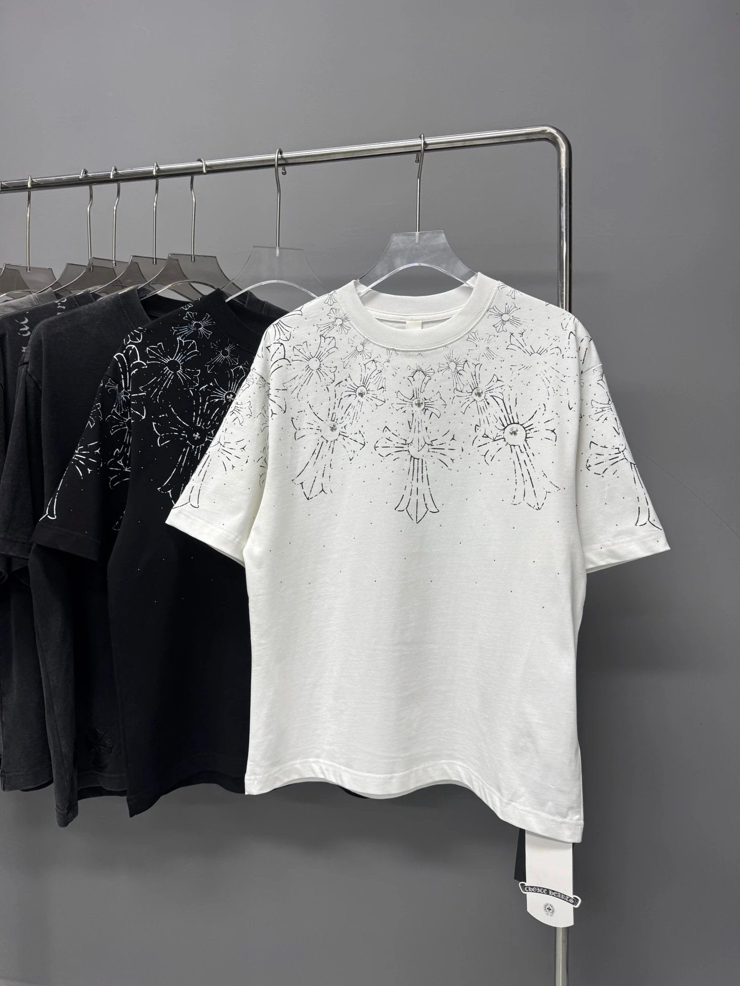 Chrome Hearts T-shirt Chest ironing logo round Neck Short Sleeve25ss New pure cotton T Unisex T-Shirt OS Loose Fit Base Shirt Top Half Sleeve T-Shirt