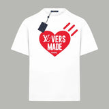 Louis Vuitton LV T-shirt Heart Print on the Chest logo round Neck Short Sleeve25ss New Pure Cotton Unisex Style T Casual T-Shirt Base Layer Shirt OS Loose Fit Half Sleeve Top Plus Size