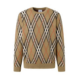 Burberry Sweater Knitted Jacquard Texture Argyle Crew Neck Sweater Long Sleeve Pullover Thickened Lazy Style OS Loose Fit Unisex Top Jacket Versatile Casual Wearable Inside and Outside
