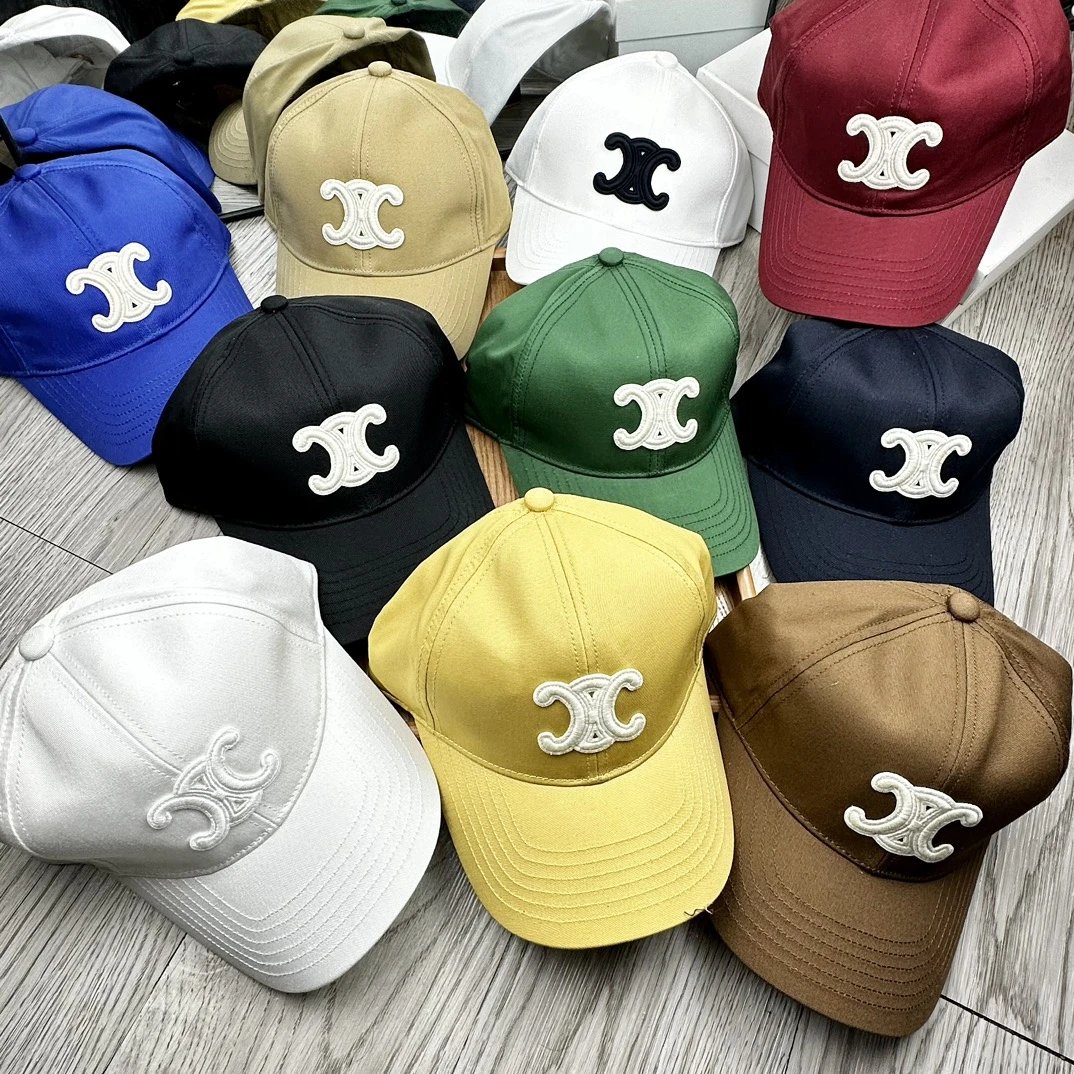 Celine Hat Big Label logo Baseball Cap Sunshade Sun Protection Duckbill Cap Large Head Circumference Slimming Face Curved Brim Versatile Sports Hat for Men and Women Couples Same Style