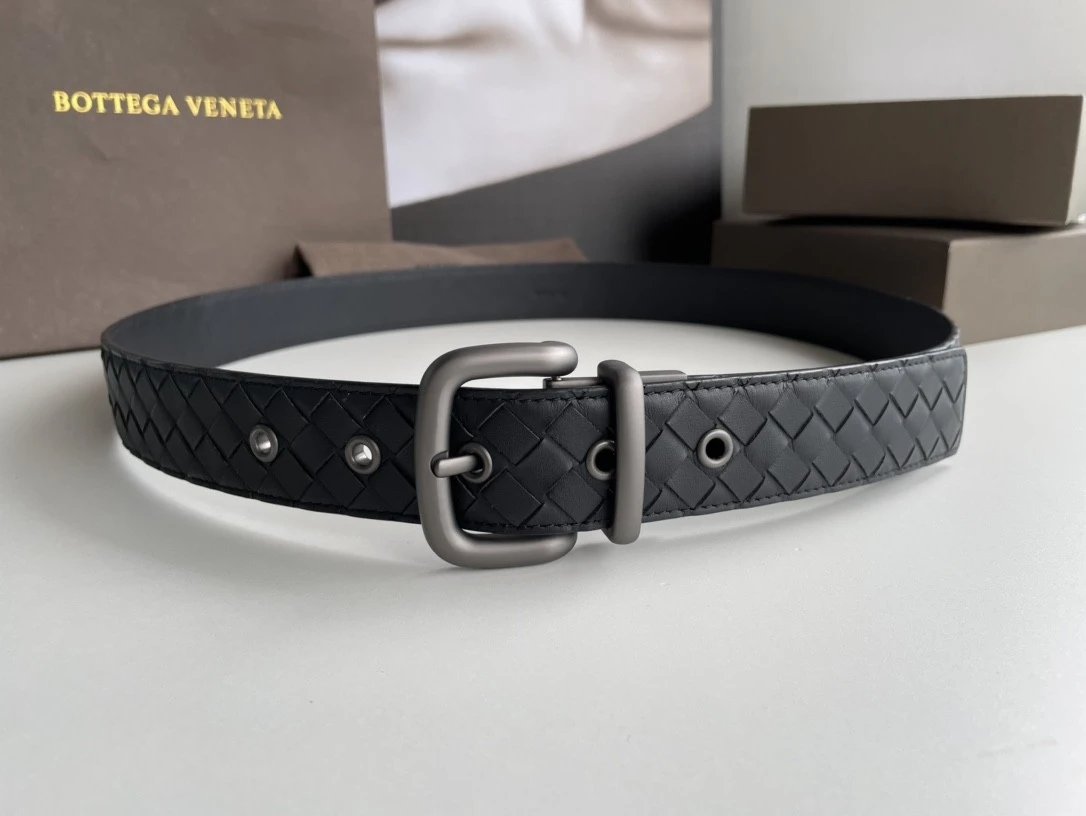 Bottega Veneta Belt 【First Layer Cowhide】Counter Version Free Packaging New Belt Men's First Layer Cowhide Hand-Woven Calfskin Belt Fashion All-Matching3.5cm Pant Belt Men and Women Business Casual Belt Belt Men's Leather Belt