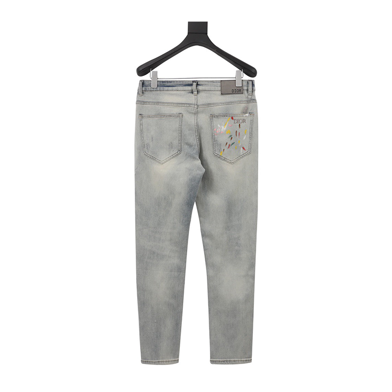 Dior Jeans Back Painted Embroidery LOGO Jeans for Men and Women