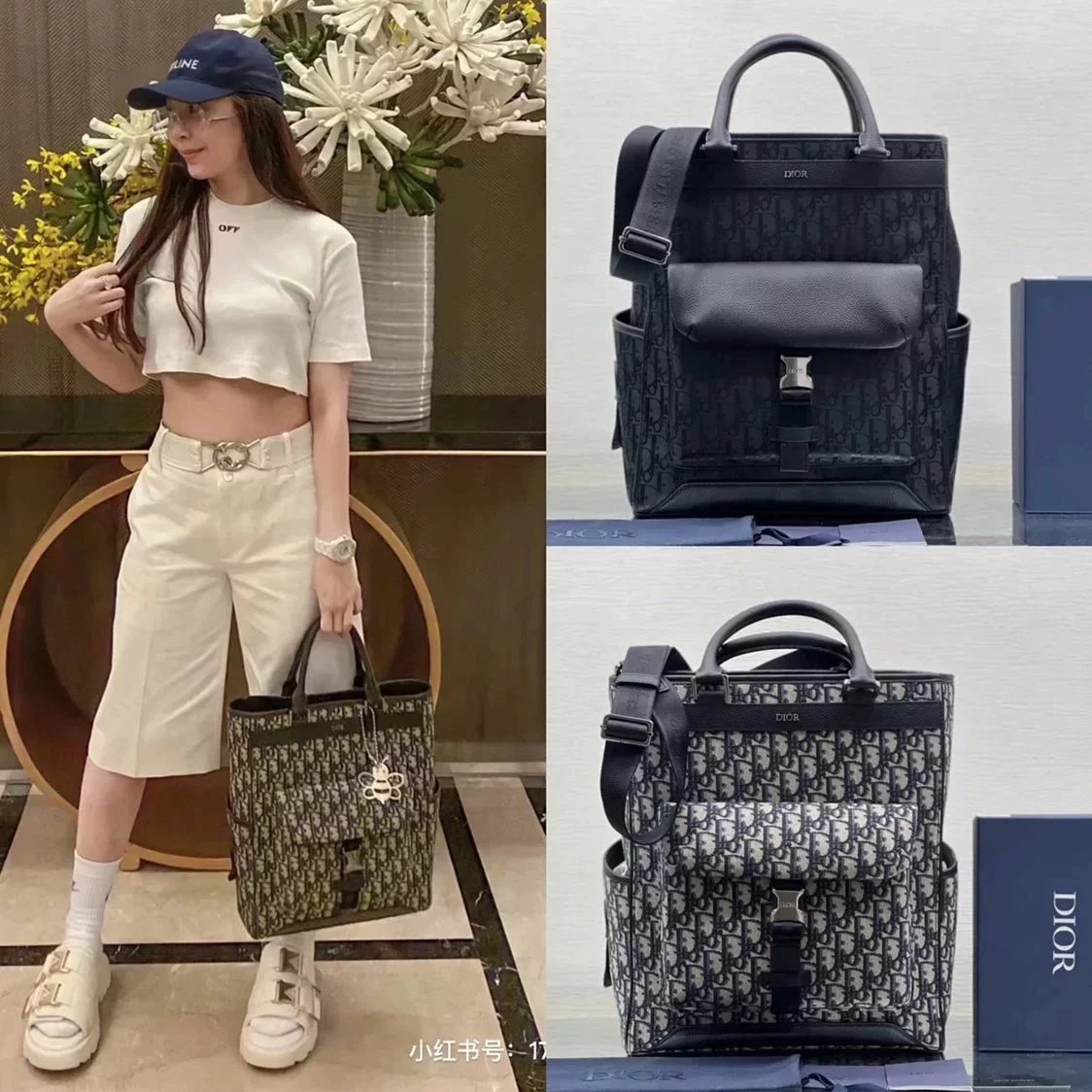 Dior Backpack Top version 【Original Factory】Explorer Series Tote Bag Men's Tote Bag Handbag Computer Bag Classic Oblique Printed Men's Bag Handbag Shopping Bag Men's and Women's Bags Large-Capacity Luggage Bag