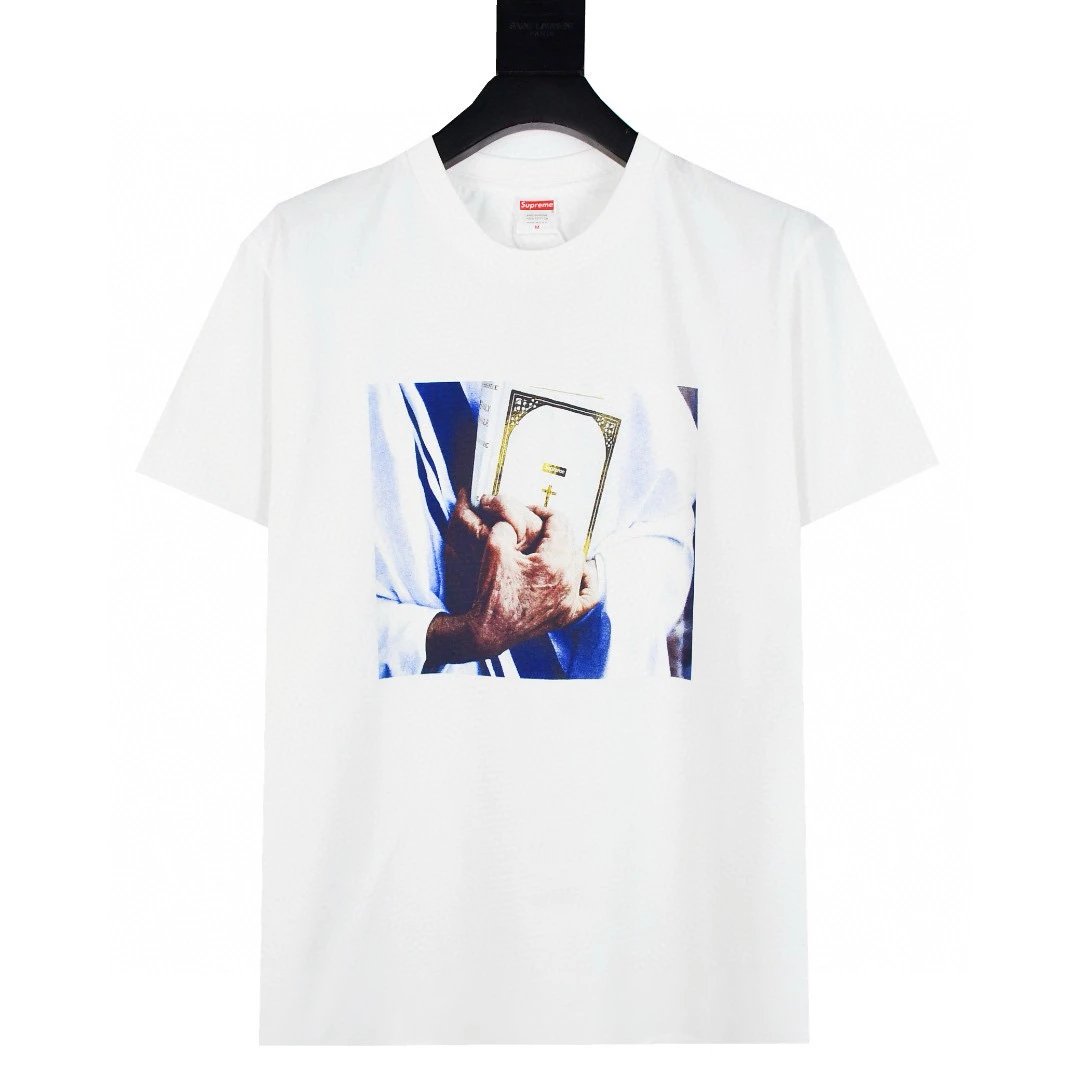 Supreme T-shirt Top Version Counter Same Style Pure Cotton Summer Men's and Women's Same Fashion Loose All-Matching2024New Short Sleeve T T-shirt