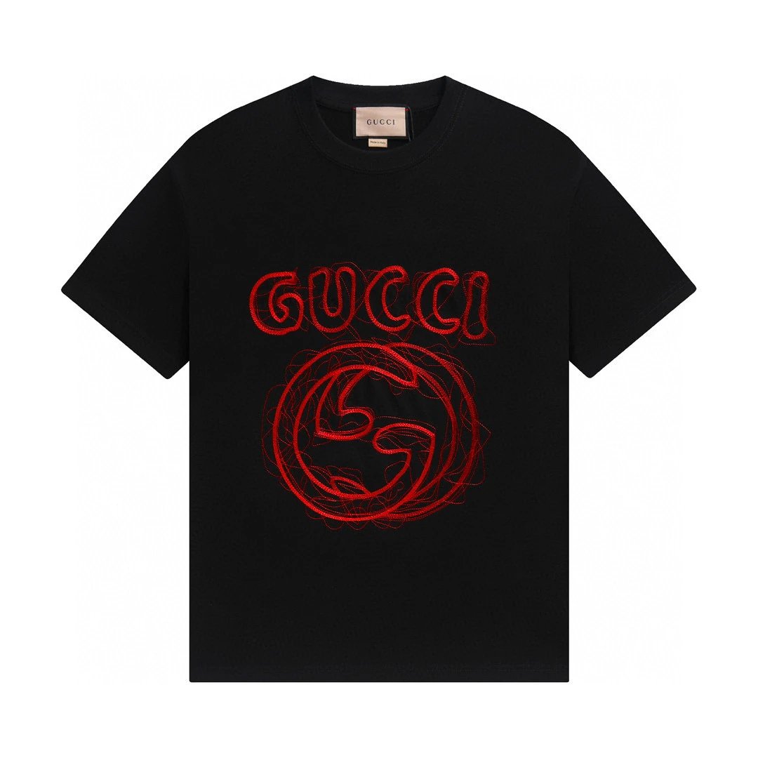 Gucci T-shirt Hand-painted Brand on the Chest logo round Neck Short Sleeve25ss New Pure Cotton Unisex Style T T-shirt OS Loose Fit Base Shirt Half Sleeve T-Shirt Top Half Sleeve