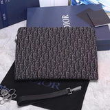 Dior Men's Bag Top version OBLIQUE Presbyopic Men's Clutch Original Quality Imported Original Black Cloth Presbyopic Jacquard Men's Bag