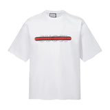 Gucci T-shirt Striped Print on the Chest logo round Neck Short Sleeve25ss New Pure Cotton Unisex Style T T-shirt OS Loose Fit Base Shirt Short Sleeve Top T-Shirt