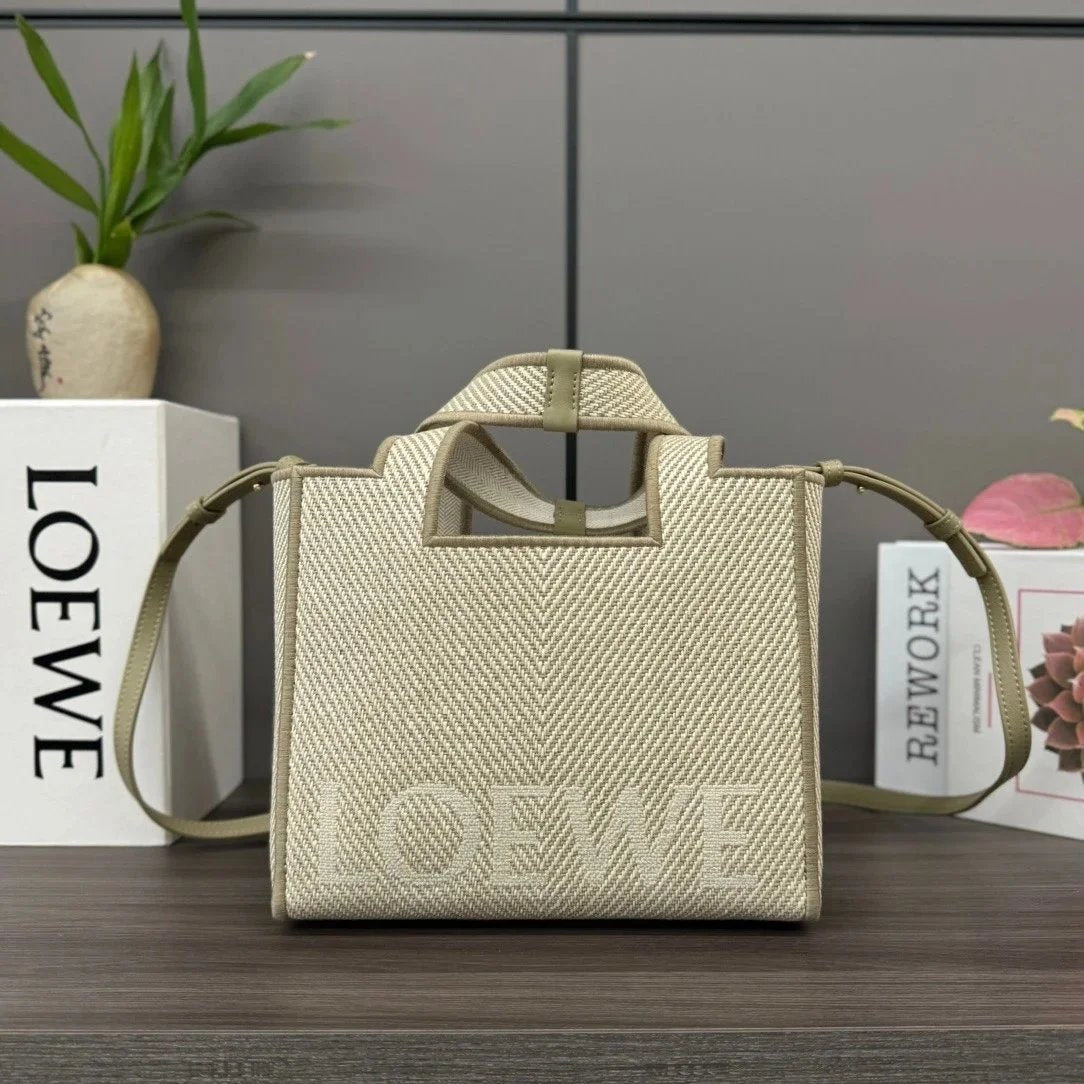 LOEWE Women's Bag Top version 【Super Original Leather High Version】New FontTote Handbag Luojia Latest Jacquard Canvas Tote Bag Leisure Holiday Women's Tote Bag Beach Bag Portable Vegetable Basket Bag Women's Bag