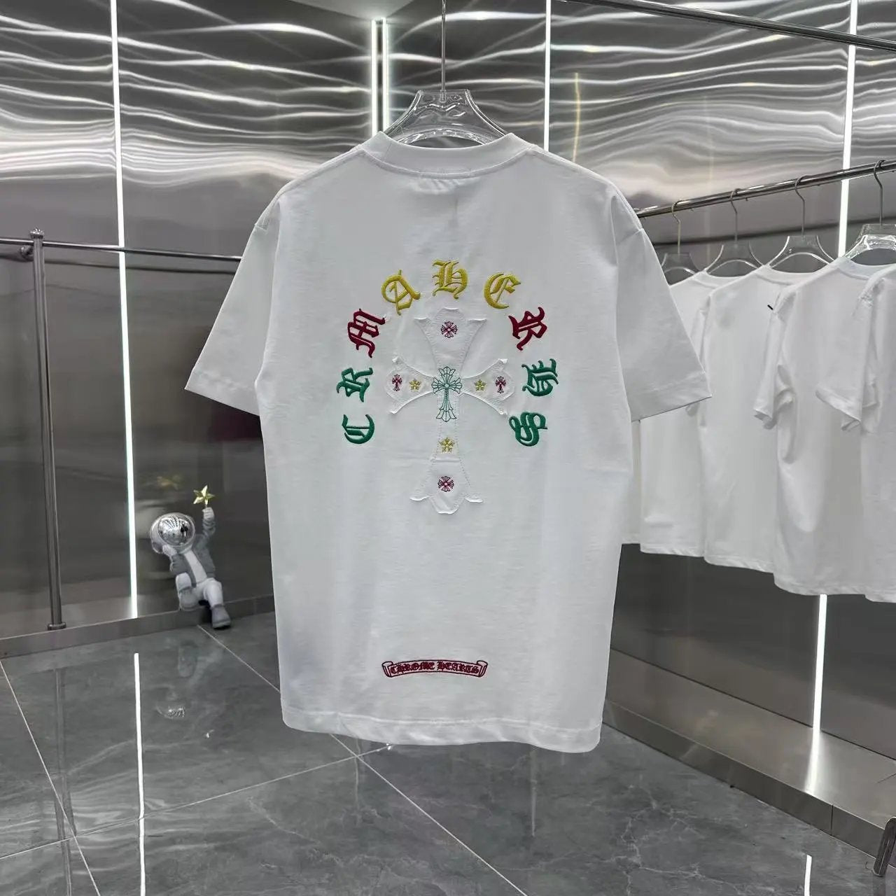 Chrome Hearts T-shirt Front and Back Burnt Flower Patchwork Embroidery logo round Neck Short Sleeve25ss New pure cotton T Unisex T-Shirt OS Drop Shoulder Loose Fit Base Shirt Top T-Shirt Short Sleeve