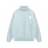 Ami Sweater Top Version23Autumn and Winter New Loose Alpaca Wool Blended Soft and Glutinous Turtleneck Love Clouds Sweater