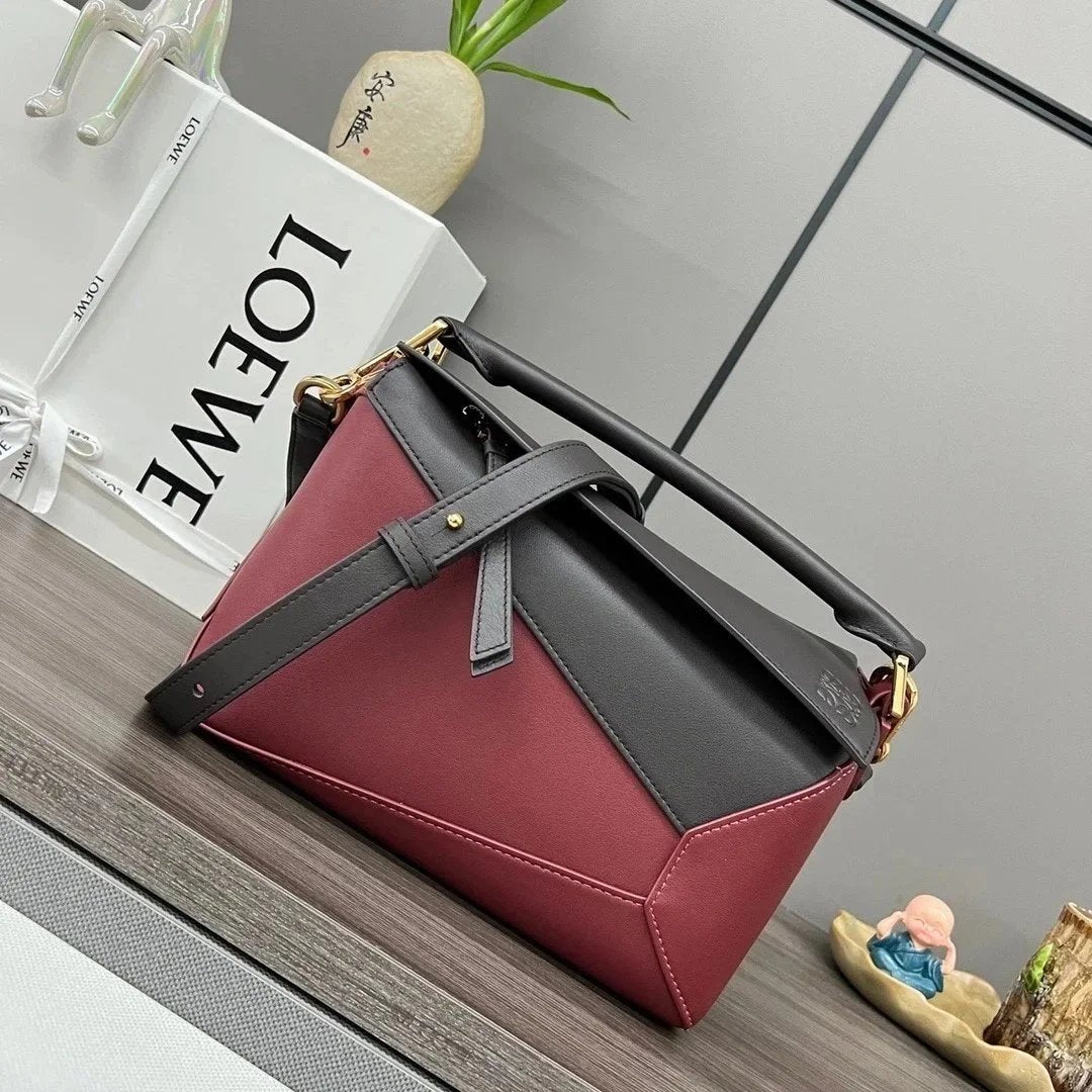 LOEWE Women's Bag Top version 【Original Leather Version】2023New Mini Satin Cow Leather PuzzleEdge Handbag puzzle Mini Handbag Geometric Bag Mobile Phone Bag Portable Messenger Bag Loe New puzzle Bag nano Size18cm Summer bags