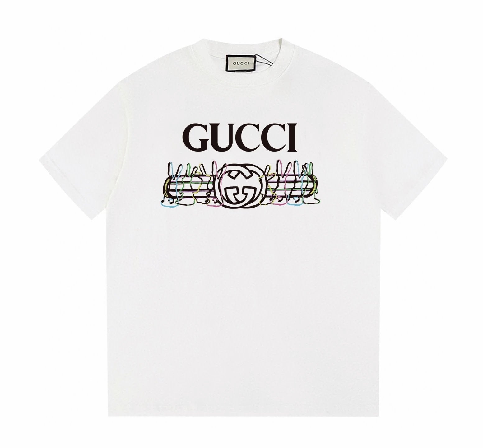 Gucci T-shirt Chest Letter Print logo round Neck Short Sleeve25ss New pure cotton T Unisex T-Shirt OS Loose Fit Base Shirt Top Half Sleeve T-Shirt