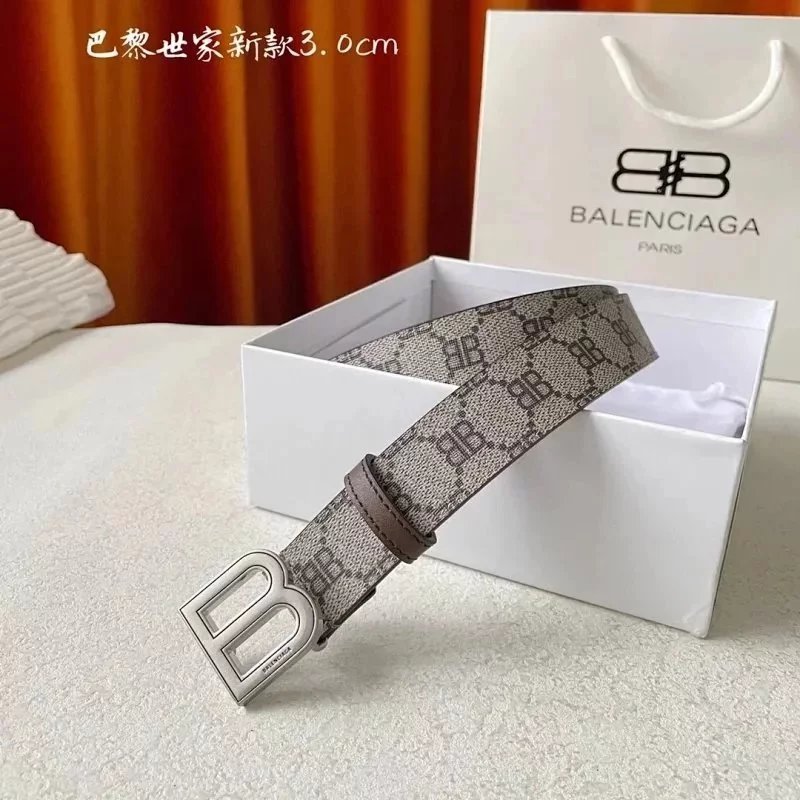 Balenciaga Belt Top version In Stock New Presbyopic B Buckle Men's Leather Belt Imported First Layer Cowhide Leather Belt Men's and Women's Belt All-Match Trouser Belt3.0Wide