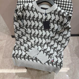 Louis Vuitton LV Sweater Gray NBA Collaboration Edition Full Print Spray Painting Pattern logo Knitted Sweater Crew Neck Long Sleeve Pullover Thickened Lazy Style OS Loose Fit Jacket Unisex Same Style Inner Versatile Casual Top