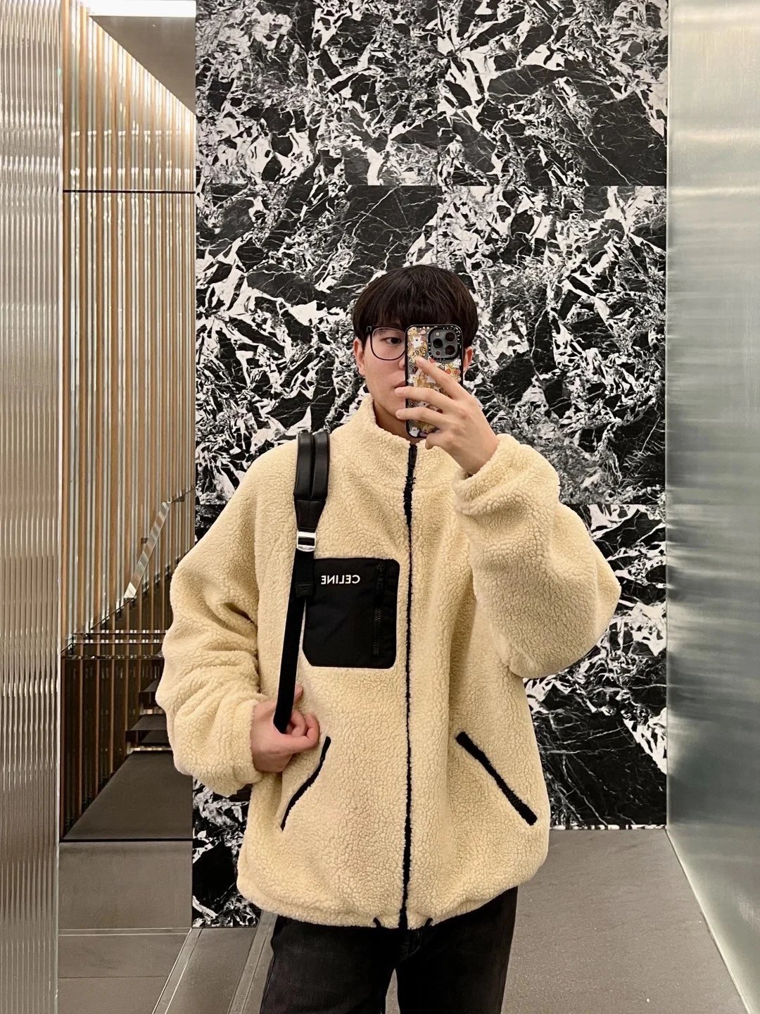 Celine Jackets Polar Fleece Cotton Jacket with Front Zipper, Pocket, Letter Embroidery, Inner Lining, Winter Thickened, Warm, Unisex