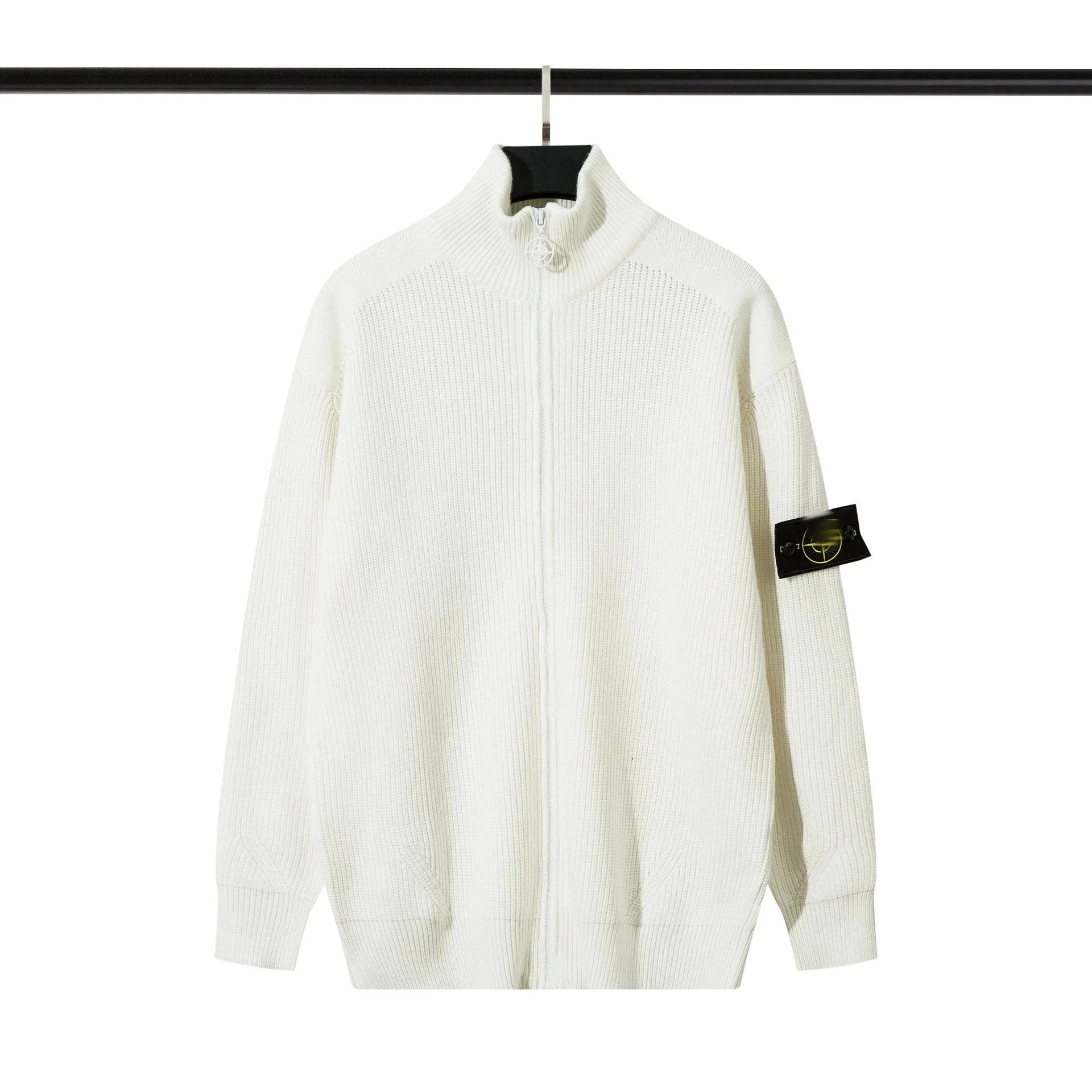 Stone Island Sweater Zipper Open Chest Collar Knitted Sweater