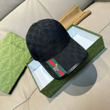 Gucci Hat Full Jacquard Print logo Baseball Cap Sunshade Sun Protection Duckbill Cap Large Head Circumference Slimming Face Curved Brim Versatile Sports Hat for Men and Women Couples Same Style