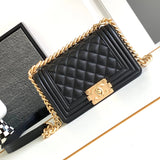 Chanel Women's Bag Top version 【Ceiling Grade High-End Version Original Leather】Classic Style Leboy Flap Bag Original Caviar Cowhide Original Sheepskin Leboy Black Gold Black Silver Ball Pattern Cattle Leather Bag Chain Bag Messenger Bag Shoulder Bag Wome