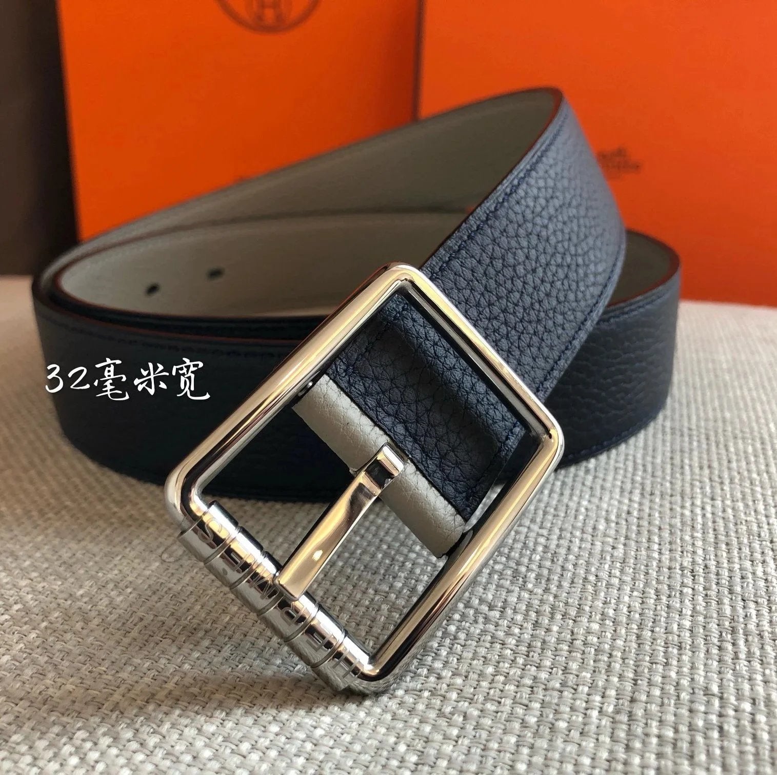 Hermes Belt Top version Double-Sided Imported First Layer Leather Belt Double-Sided Available Genuine Leather for Men and Women Belt Business Casual All-Match Pant Belt3.2Centimeter Wide