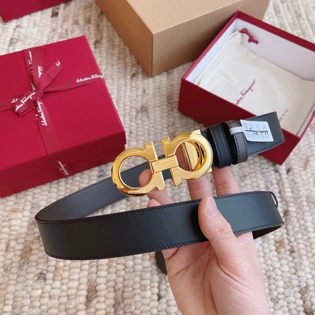 Ferragamo Belt Top version 【Full Package】Belt Width for Men and Women3.5cm with Chip nfc Anti-Counterfeiting Quality Counter Full Set Packaging Italian Double-Sided Cowhide Matching Boutique Brass Buckle Length Can Be Cut by Yourself Counter Belt Fashion