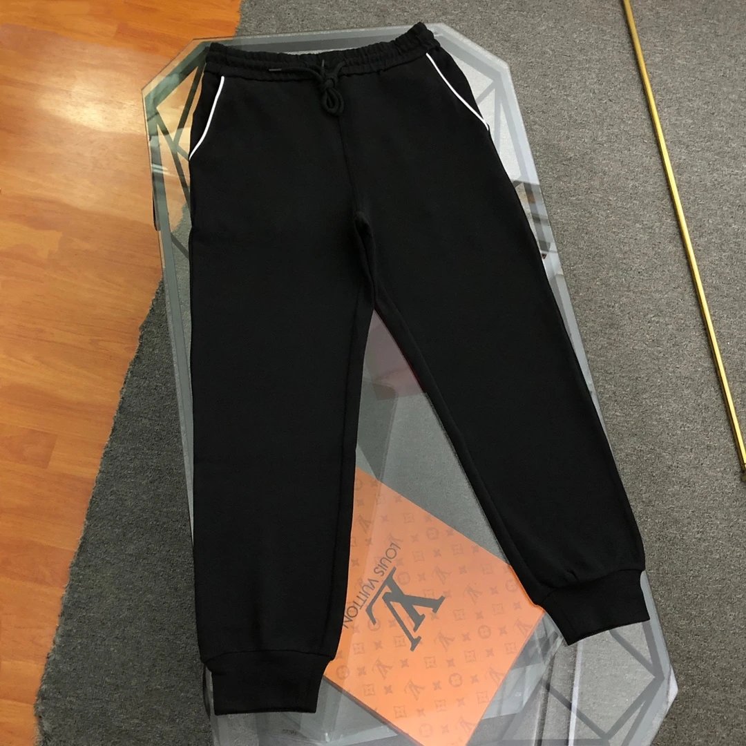 PRADA Sweatpants Small logo Drawstring Jogger Sweatpants for Men and Women, Autumn and Winter Loose Fit, High Waist, Color Block, Plus Size, Casual Pants