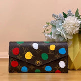 Louis Vuitton LV Wallets/Clutches Top version 【Original Genuine Goods Leather】Grass Room MIUSOU Cooperation Polka Dot Wallet Passport Case Zipper Wallet Short Wallet Wallet Cosmetic Bag Men and Women Same Wallet Wallet Polka Dot Mahjong Bag Pillow Bag Sho