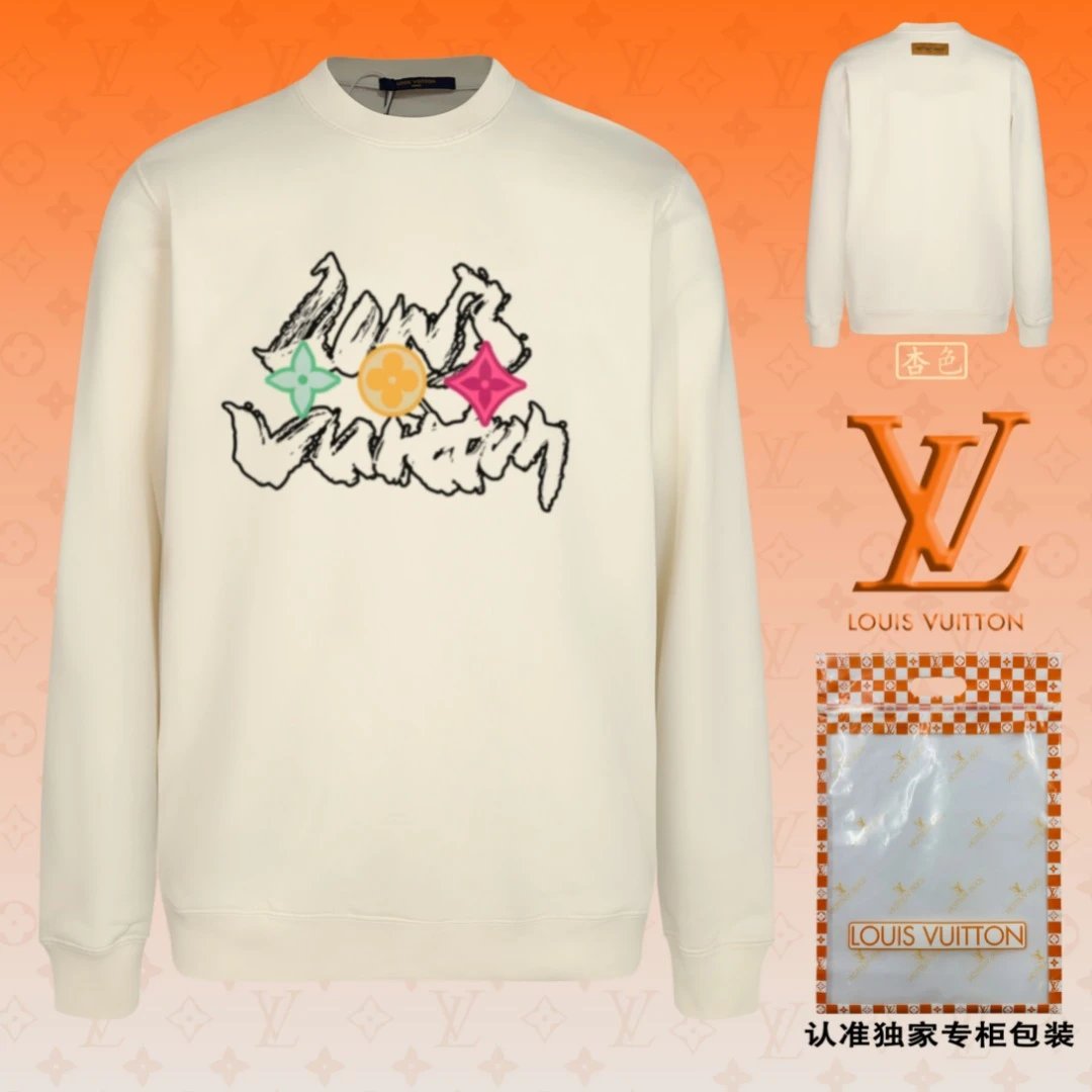 Louis Vuitton LV Hoodie Cartoon Manga on the Chest logo Round Neck Sweatshirt Long Sleeve Base Shirt Jacket Top Fashion Unisex Sports Casual OS Loose Fit Versatile New Autumn Winter Collection