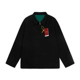 Gucci Jackets Reversible Thick Woolen Coat Unisex Autumn Winter New Sports Casual Loose Fit Versatile