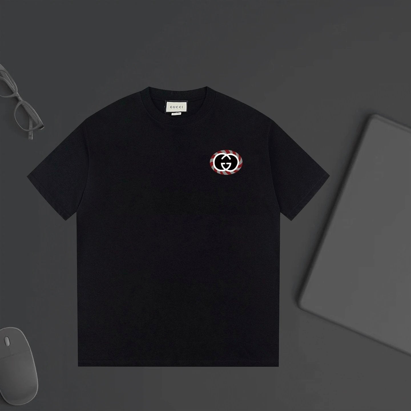 Gucci T-shirt Double-breasted G Letter Printing logo round Neck Short Sleeve25ss New pure cotton T Unisex T-Shirt OS Drop Shoulder Loose Fit Base Shirt Top T-Shirt Short Sleeve