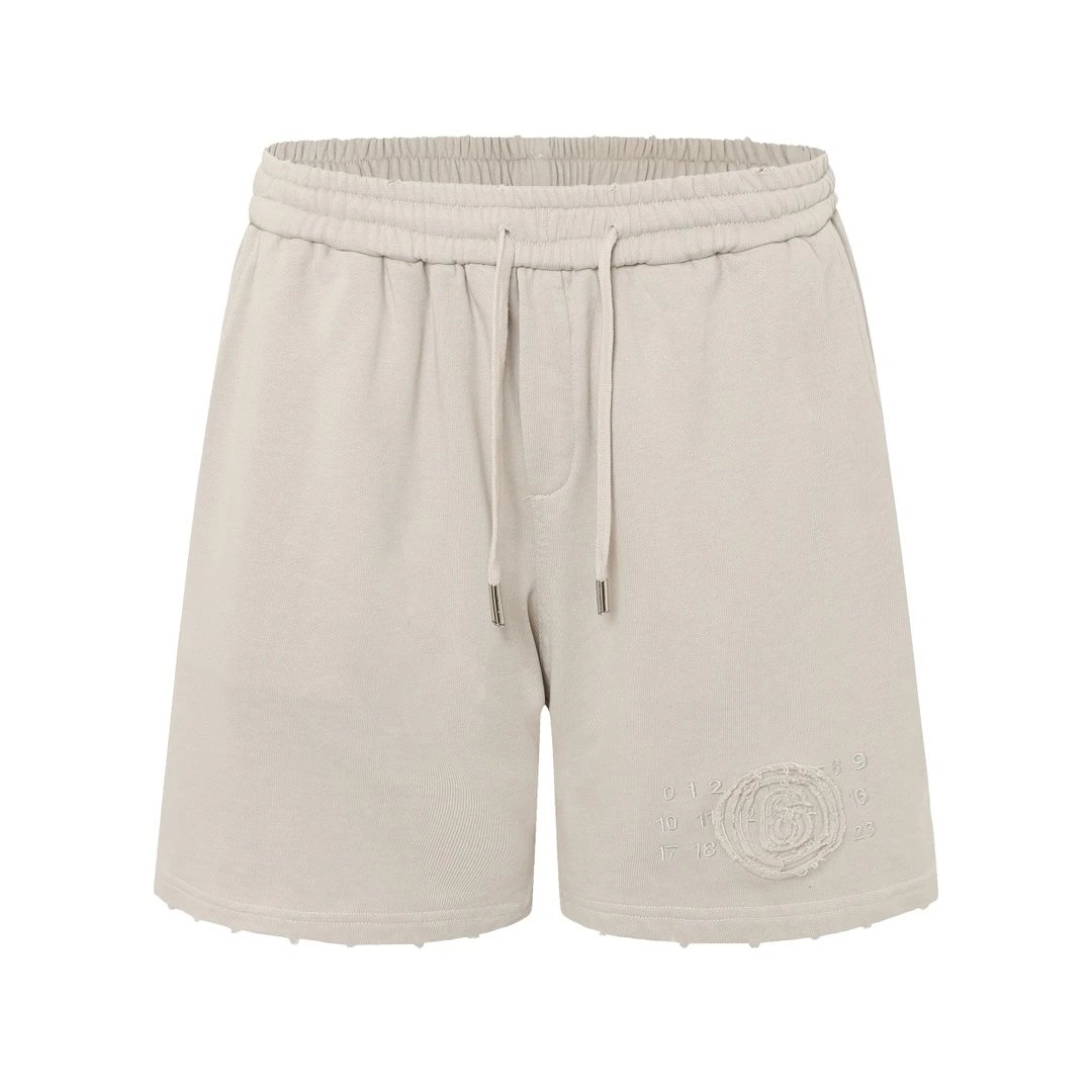 Maison Margiela Shorts Patch Embroidery Distressed Washed Shorts Five-Point Pants25ss New Heavy Drawstring American Style Casual Summer Pants5Two-in-One Casual Sweatpants for Men and Women