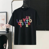 Louis Vuitton LV T-shirt Chest Logo Logo Print Exquisite Round Neck Short Sleeve25ss New Pure Cotton Unisex Style T Casual T-Shirt Base Layer Shirt OS Loose Fit Half Sleeve Top Plus Size