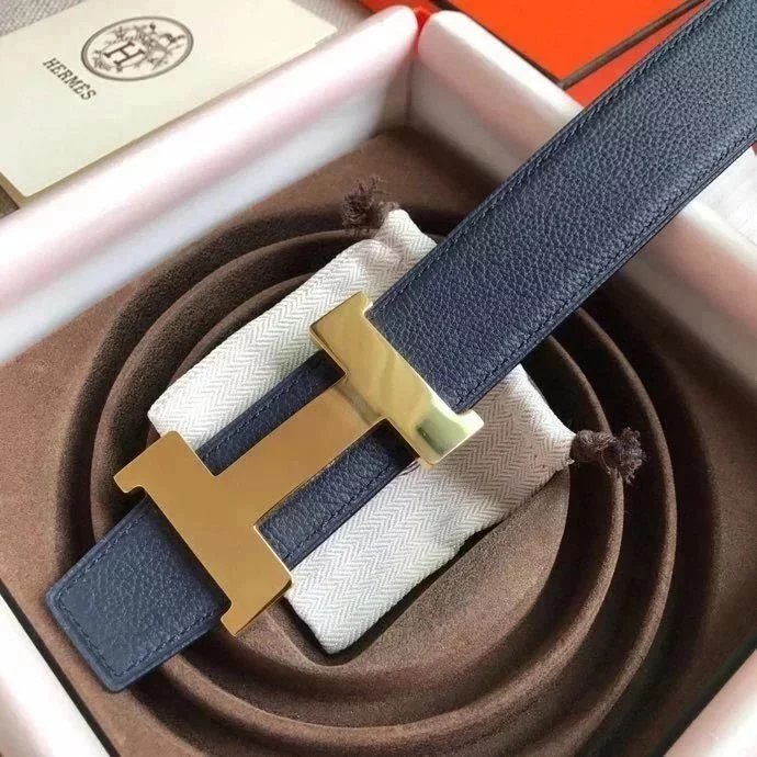 Hermes Belt Top version New High Quality Imported Calfskin Business Belt H Letter Buckle Casual Versatile Double-Sided Belt Pant Belt
