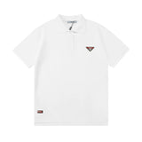 PRADA T-shirt Chest Letters logo Leather Stamp POLO Shirt Lapel Short Sleeve25ss New Unisex Commuter Short Sleeve Summer Loose Fit T Business Shirt Plus Size T-Shirt