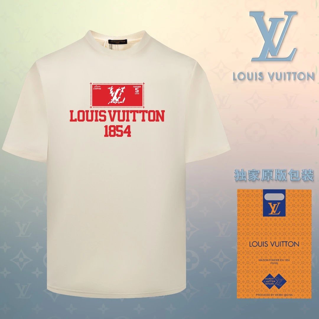 Louis Vuitton LV T-shirt 1854Series Front Print logo round Neck Short Sleeve25ss New Pure Cotton Unisex Style T T-shirt OS Loose Fit Base Shirt Short Sleeve Top T-Shirt
