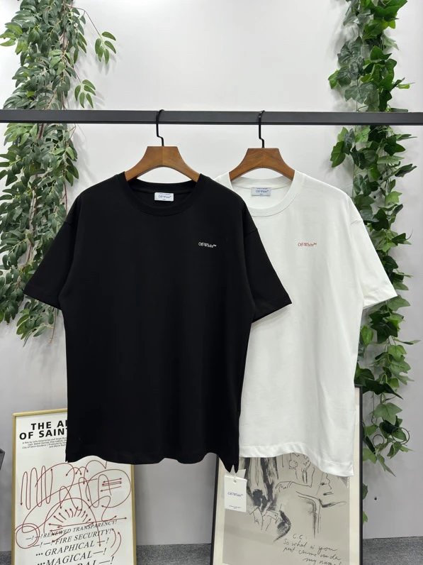 OFF-White T-shirt Top Version Counter Same Style Cotton Short Sleeve T T-shirt Men's and Women's Loose Summer Base Casual Half Sleeve