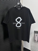 Balenciaga T-shirt Chest number8Large Printing logo round Neck Short Sleeve25ss New Pure Cotton Unisex Style T T-shirt OS Loose Fit Base Shirt Top Half Sleeve T-Shirt