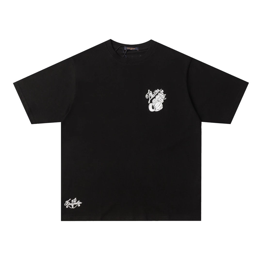 Louis Vuitton LV T-shirt Chest Graffiti Art Embroidery LOGO round Neck Short Sleeve25ss New Pure Cotton Unisex Style T T-shirt OS Loose Fit Base Shirt Half Sleeve T-Shirt Top Half Sleeve