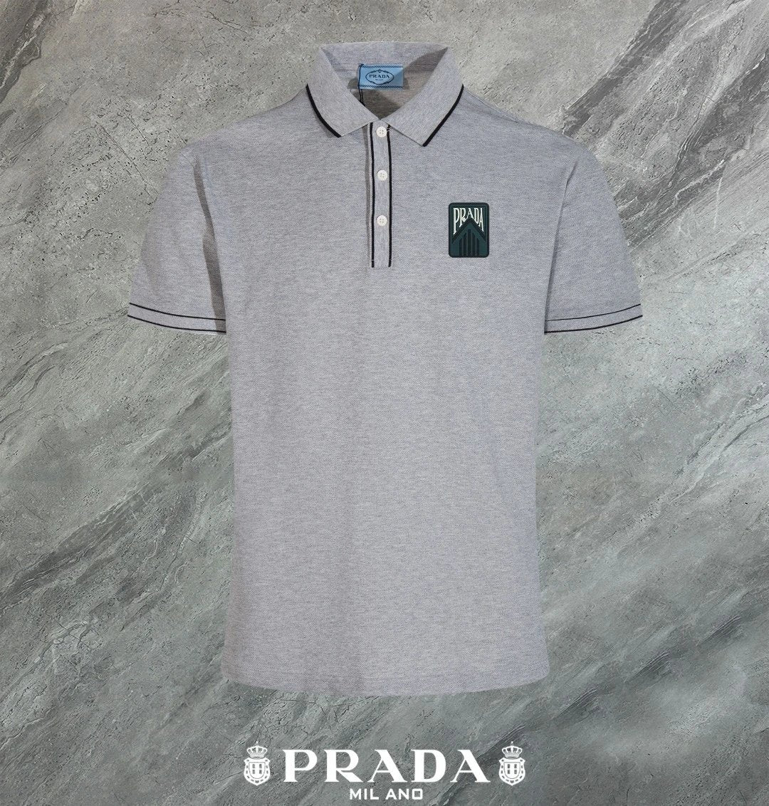 PRADA T-shirt Chest Letters logo Patch POLO Shirt Lapel Short Sleeve25ss New Unisex Commuter Short Sleeve Summer Loose Fit T Business Shirt Plus Size T-Shirt