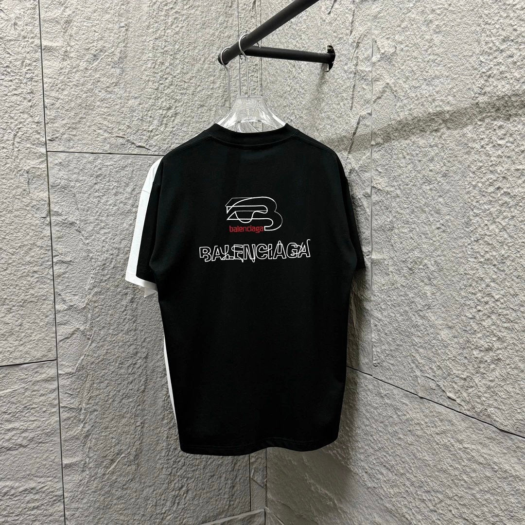 Balenciaga T-shirt Back Letter Print logo round Neck Short Sleeve25ss New Pure Cotton Unisex Style T T-shirt OS Loose Fit Base Shirt Short Sleeve T-Shirt Top