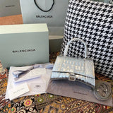 Balenciaga Bag Top version 【Level Surrogate Shopping】Hourglass Bag ahourglass Hourglass Bag Crocodile Leather Litchi Grain Cowhide XS No. S Women's Crossbody Bag