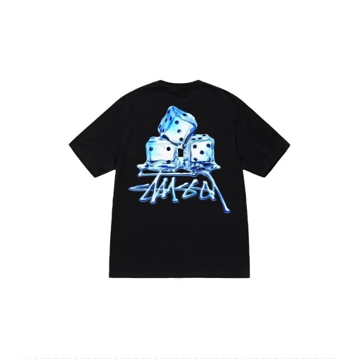 Stussy T-shirt Top Version Fashion Brand Plush Dice Summer Men's and Women's Same Style Short Sleeve T T-shirt