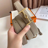 Hermes Belt Top version 【New products in stock】Leather Belt Men's Leather3.2mm Fashion Double-Sided Casual Belt Men's and Women's Belt