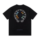Chrome Hearts T-shirt Horseshoe Sanskrit Script Print logo round Neck Short Sleeve25ss New Pure Cotton Unisex Style T T-shirt OS Loose Fit Base Shirt Half Sleeve T-Shirt Top Half Sleeve