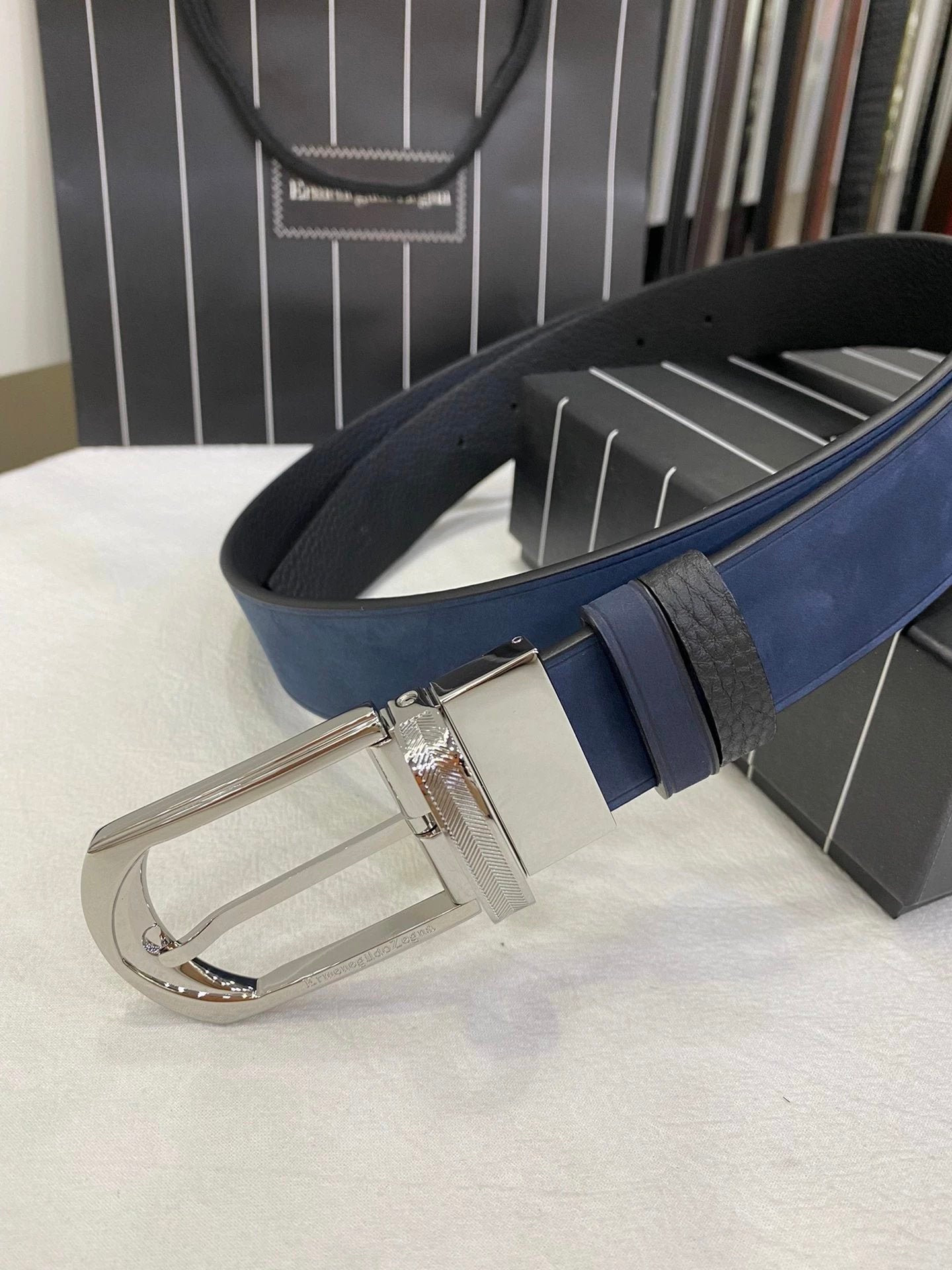 Zegna Belt Top version Original Imported Calf Leather Belt for Business Men Pant Belt3.5CM Belt Double-Sided Dual-Use Men's Needle Belt Suitable for Men's Business Double-Sided Cowhide Classic Belt Gift Box Packaging Ferragamo Montblanc Kuqi