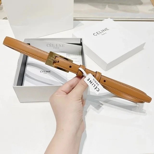 Celine Belt Top version First Layer Cowhide Counter Version Belt Female Arc De Triomphe Fashion All-Match Leather Jeans Suit Jacket Dress Thin Belt Same Style Belt『Level Surrogate Shopping』1.8Women's More than One Colors Imported Cowhide Belt Retro Distre