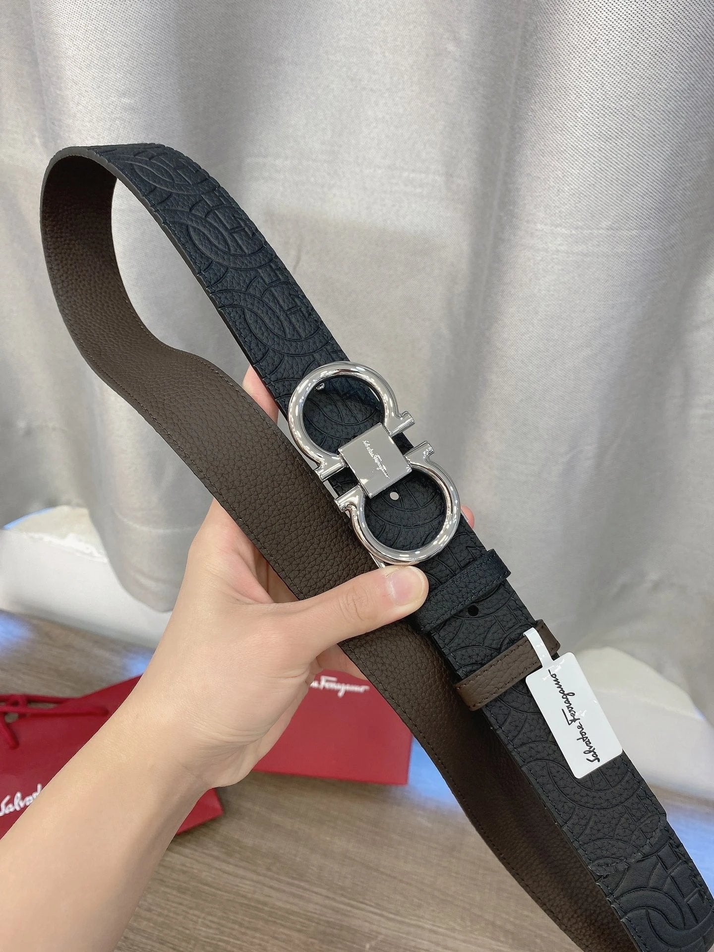 Ferragamo Belt Top version 【Counter Genuine Customization】Belt Men NFC Anti-Counterfeiting Surrogate Shopping Light Luxury Men's Leather Belt Vachette Clasp Business Casual Genuine Leather Replacement Belt Belt