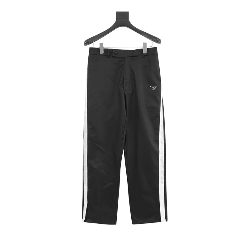 PRADA Sweatpants Nylon Side Stripe Braid Trousers for Men and Women