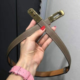 Hermes Belt Top version New Full Set Belt Women's First Layer Cowhide Leather Casual All-Matching Fashion Belt Kelly Women's Thin Belt