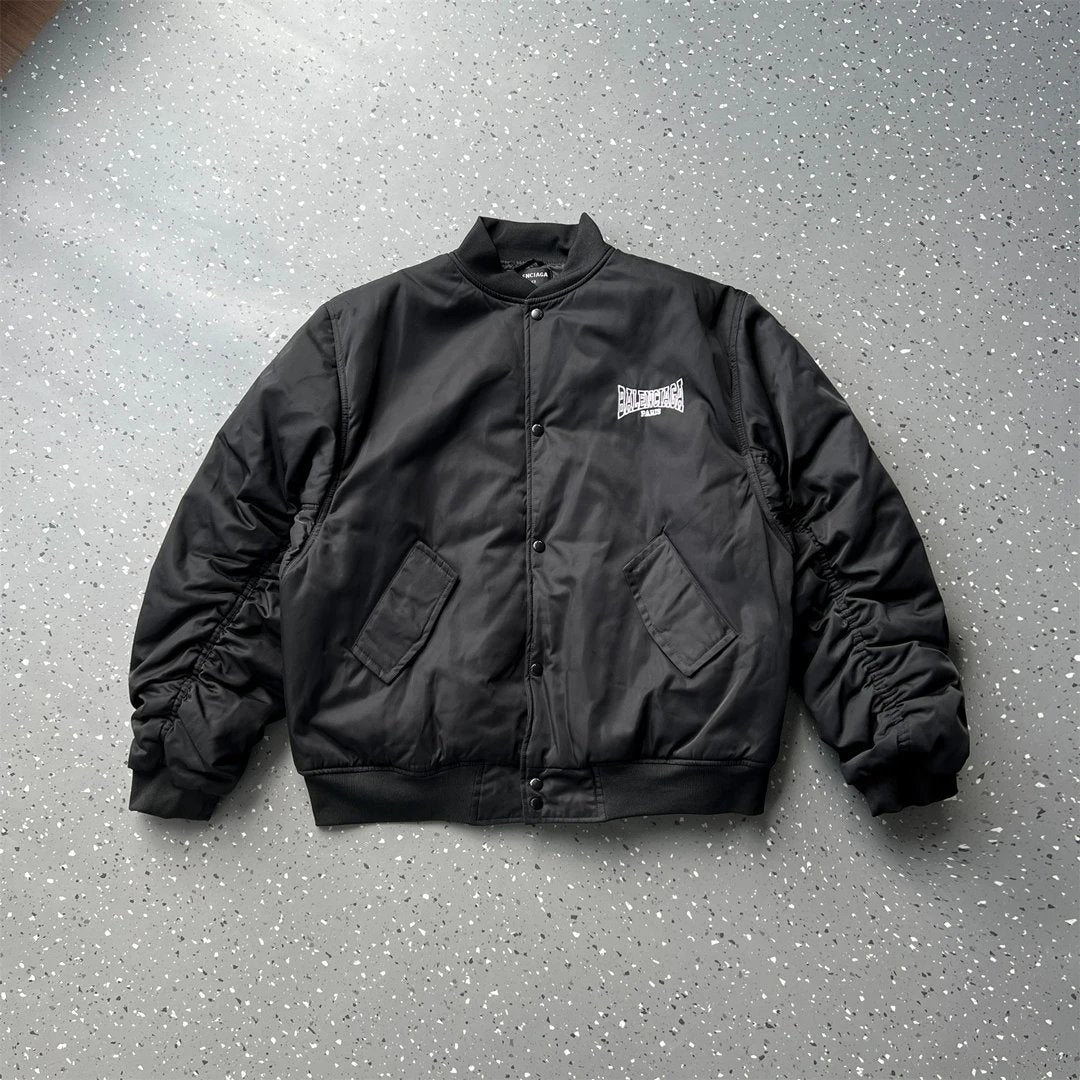 Balenciaga Down Jacket 24ss New Boxing Team Bomber Embroidered Baseball Jacket Cotton Coat Unisex Winter Warm Sports Casual Loose Fit Versatile